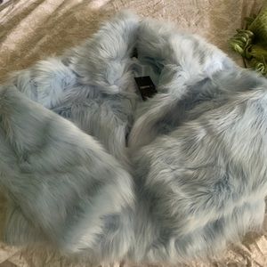 Faux Fur Light Blue Jacket NEVER WORN